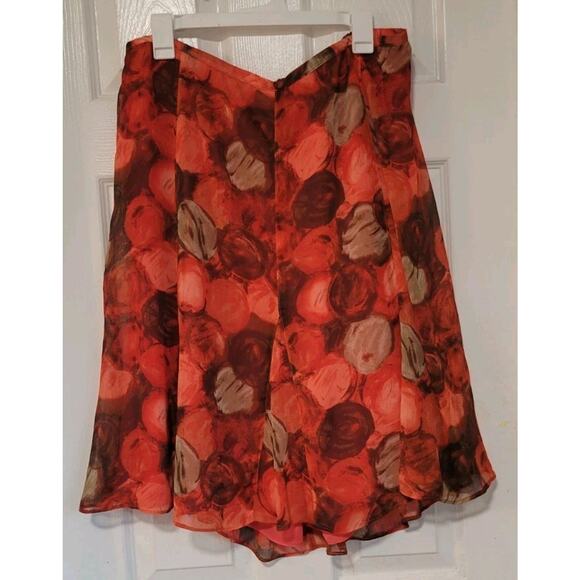 Lane Bryant Womens Skirt Size 18/20 Red Orange Brown Floral Elastic Waist Pullon - Picture 1 of 4